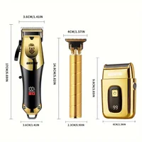 Men's Grooming Kit 3-Piece Set, Golden Balck Hair Clippers With LCD Display, USB Rechargeable, 8 Guide Combs, Trimmer And Shaver 6