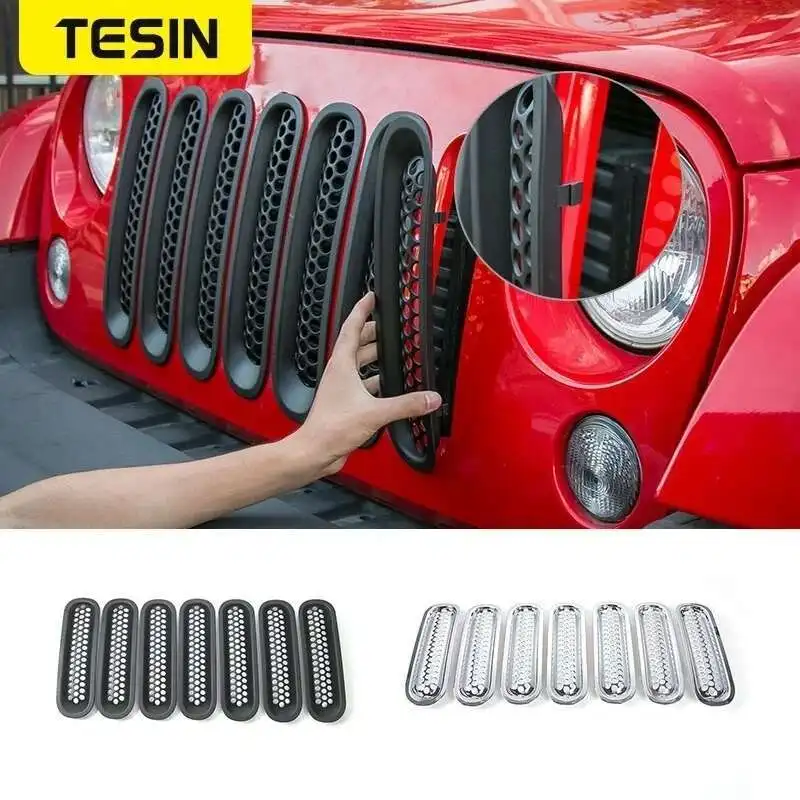 Griglia Anteriore Con Inserti A Rete Per Jeep Wrangler JK/JKU (2007-2018), 7 Pezzi, Nero, Copertura Di Protezione - 6