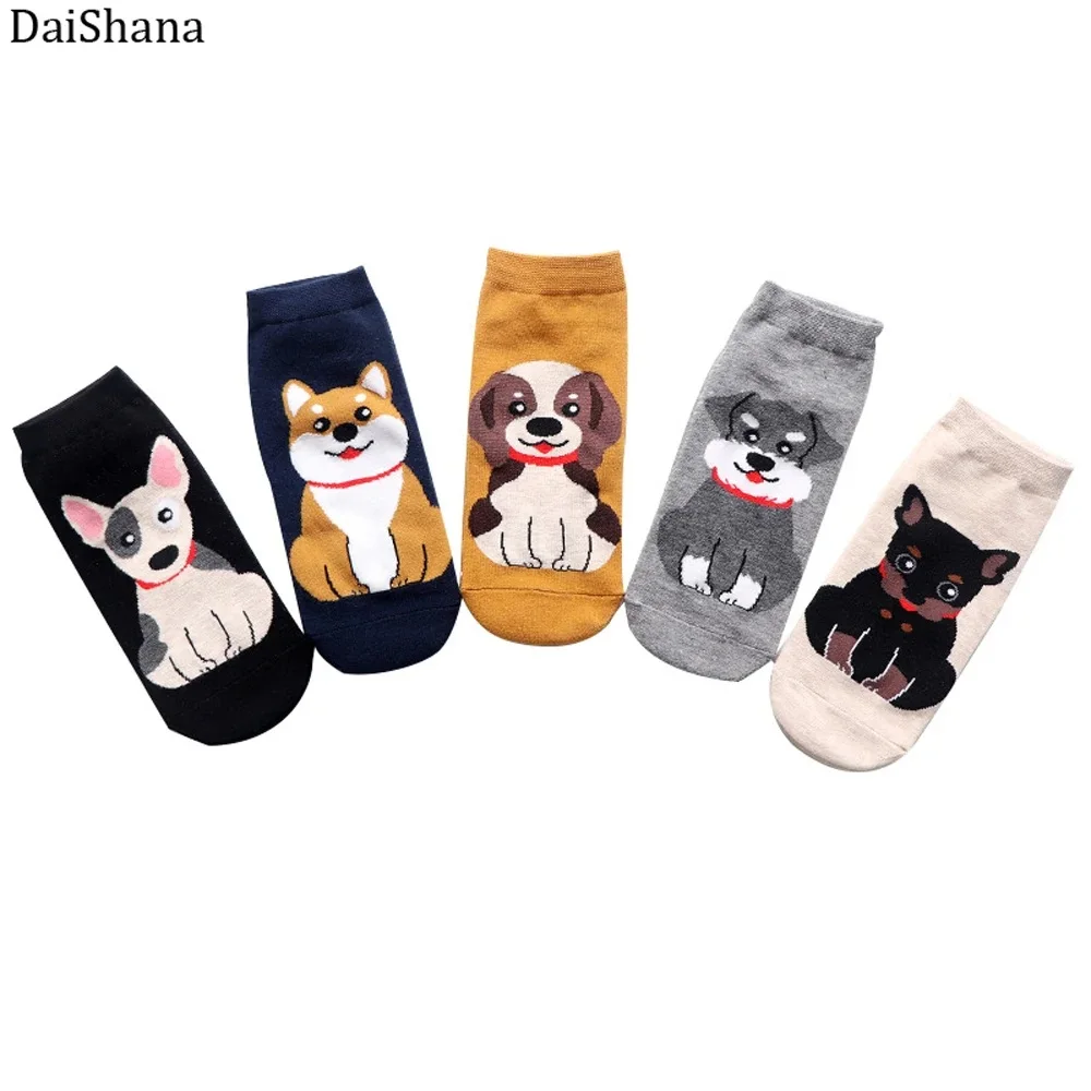 5 Paar Niedliche Cartoon-Haustier-Socken für Frauen, Koreanischer Stil, Frühlings- und Sommer-Baumwollsocken mit Katzen, Hunden und Füchsen – Detail 3