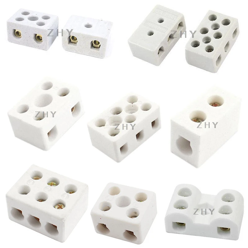 Uxcell 30A 2-Way 5-Hole Ceramic Terminal Block – High Temperature Resistant