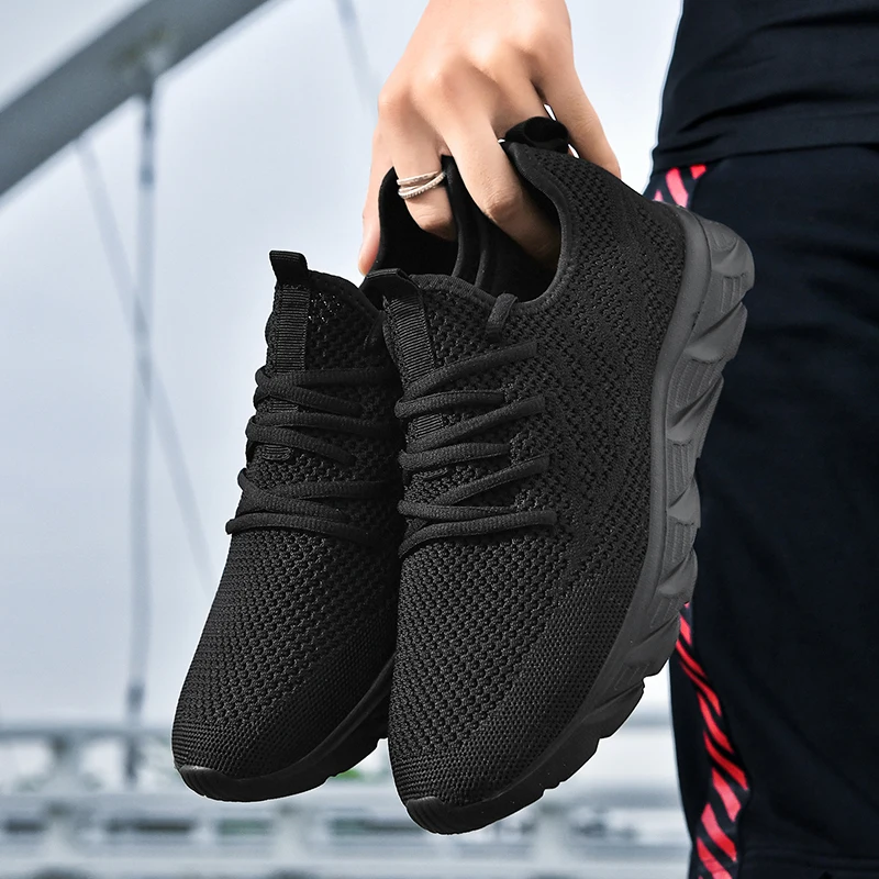 Sneakers Men Shoes Mesh Breathable New Casual Shoes Light Outdoor Walking Tenis Shoes Zapatillas Hombre Black Size 39-45 1