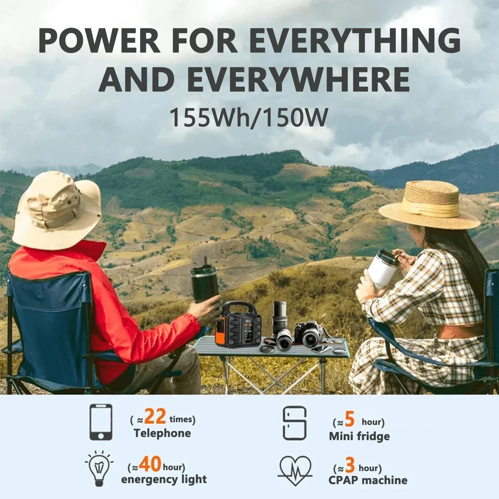 PURFIELD 220V 150W 42000mAh Portable Power Station Emergency Station Outdoor Camping Power Bank Charger Supply Inverter
