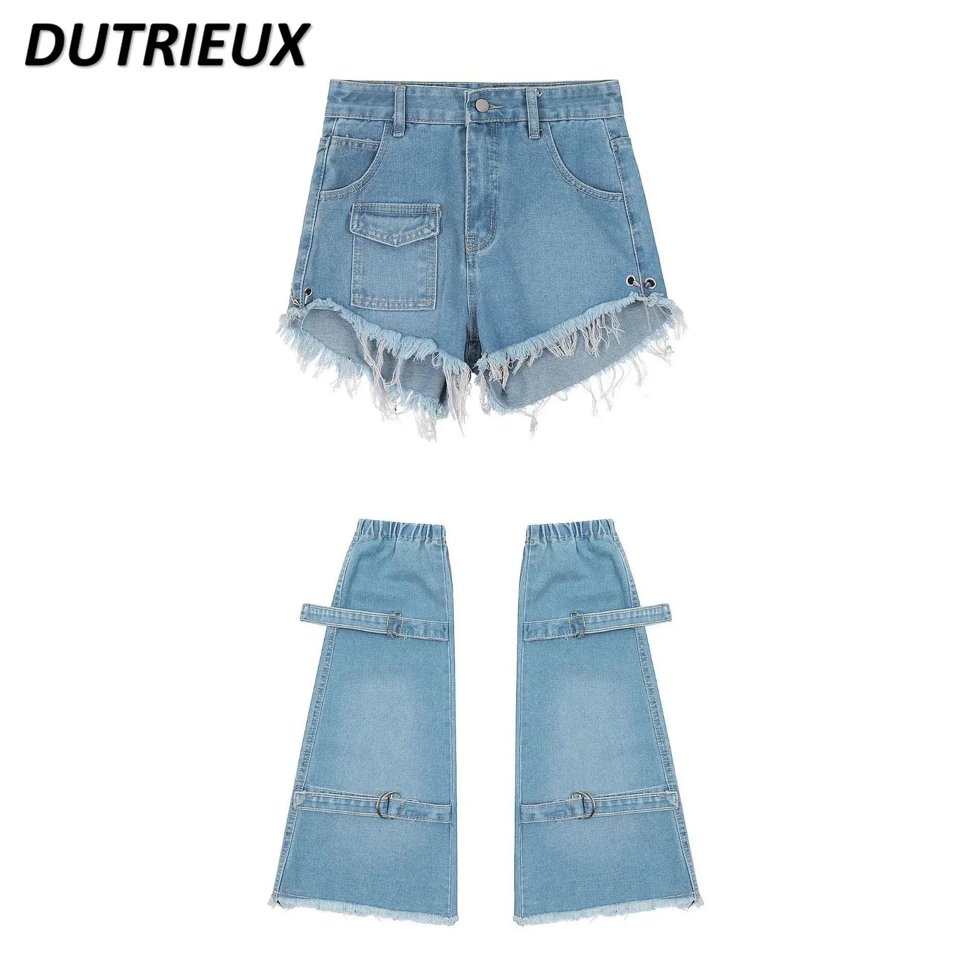 High Street Style Fashion Casual Denim Shorts for Women2024 Spring and Summer New Hot Girl Two Piece Set Ladies' Short Pants