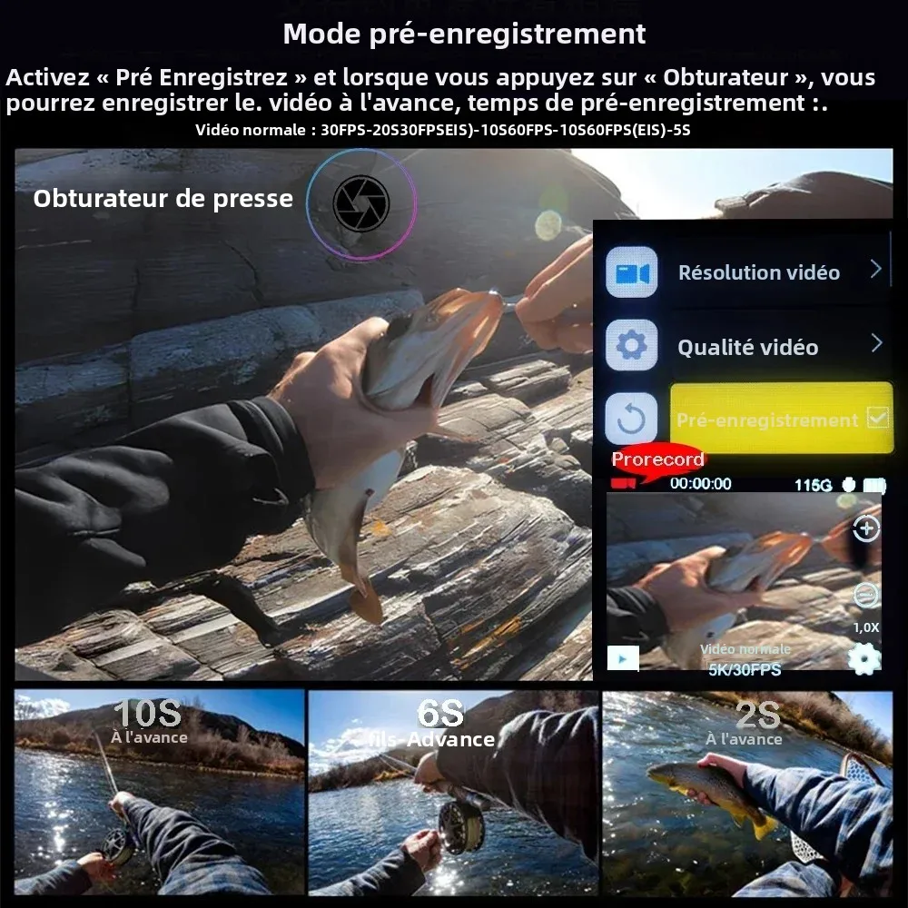 Caméra Action 4K 30fps Étanche 30m avec Écran Tactile - Lot Standard