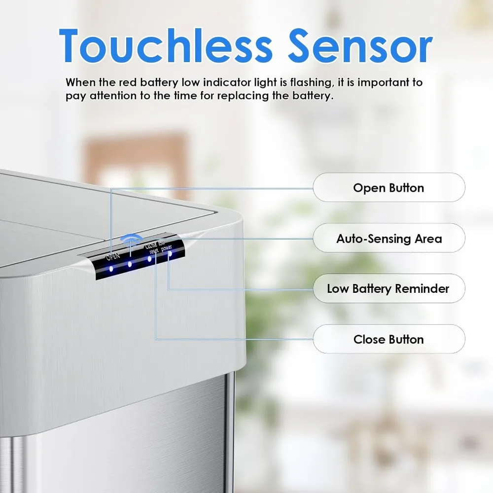 Automatic Trash Can,18.5/21.1 Gallon Touchless Motion Sensor Trash Bin, Smart Garbage Can with Soft-Close Lid, Bag Retainer Ring 3