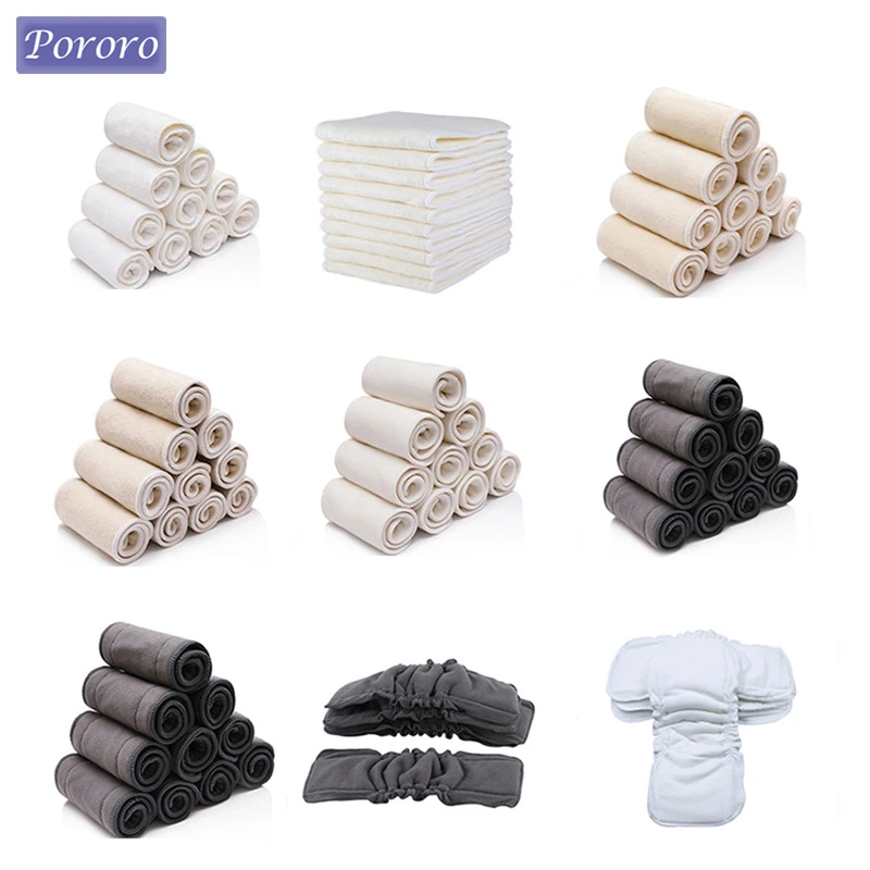 10pcs Nappy Inserts Microfibre Changing Liners Bamboo Charcoal Diaper Insert for Babies Reusable Cloth Diaper Bamboo Inserts
