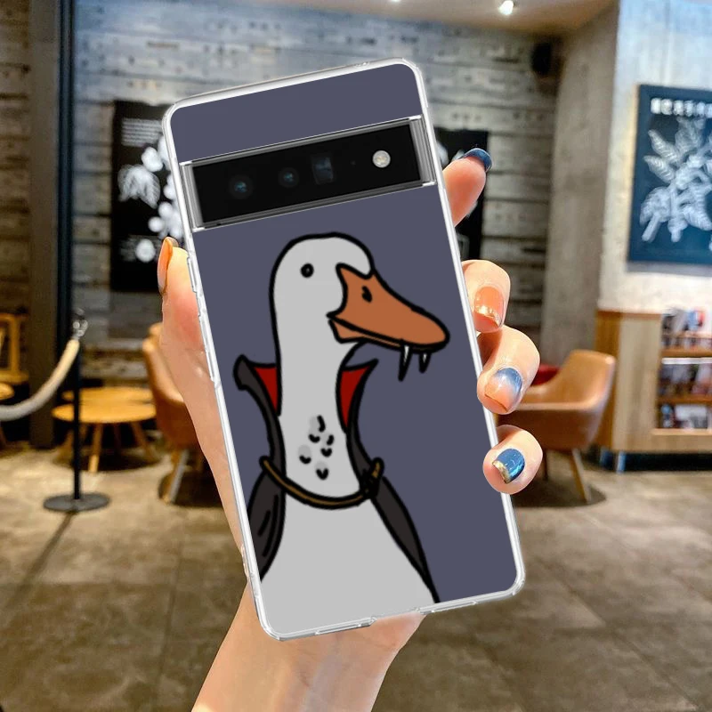 Transparent Soft TPU Phone Case Cover with Cute Goose Duck Game Design