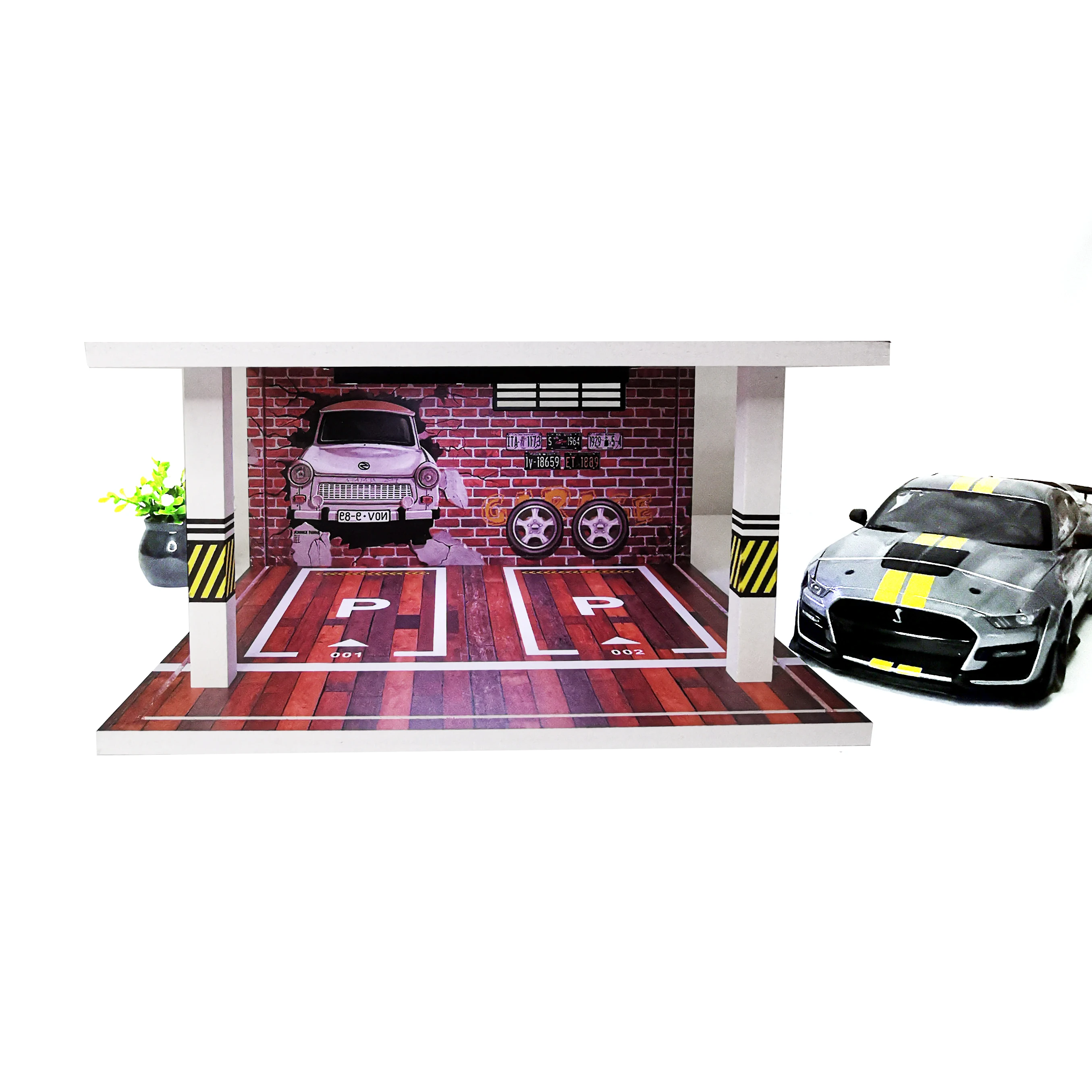 Diorama 1/24 차고 장면 미니어처 주차장 라이트 박스 Miniatur 자동차 합금 다이 캐스트 및 장난감 차량 완구와 ...