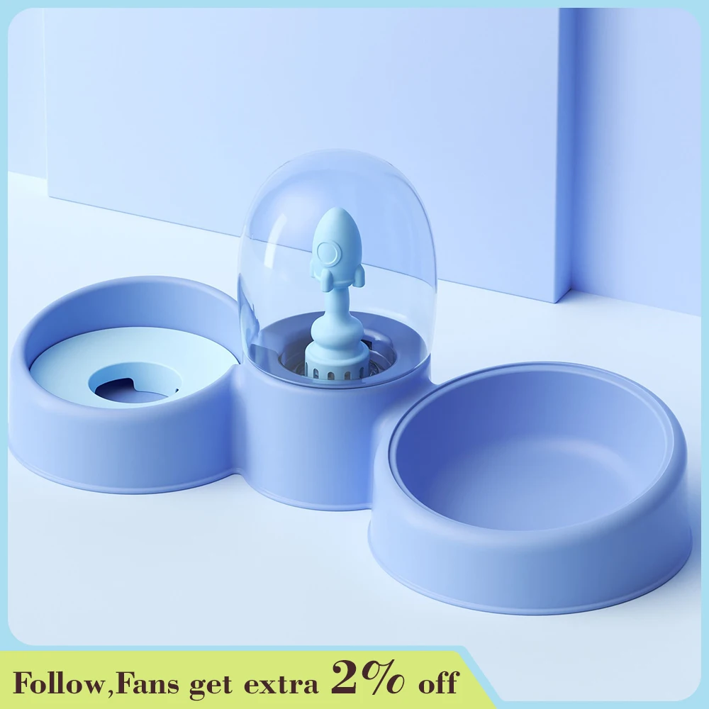 

New Cute Cartoon Stainless Steel Dog Bowl Cat Bowl Double Bowl Large Capacity Automatic Non-slip Food Water Bowl Pet supplies