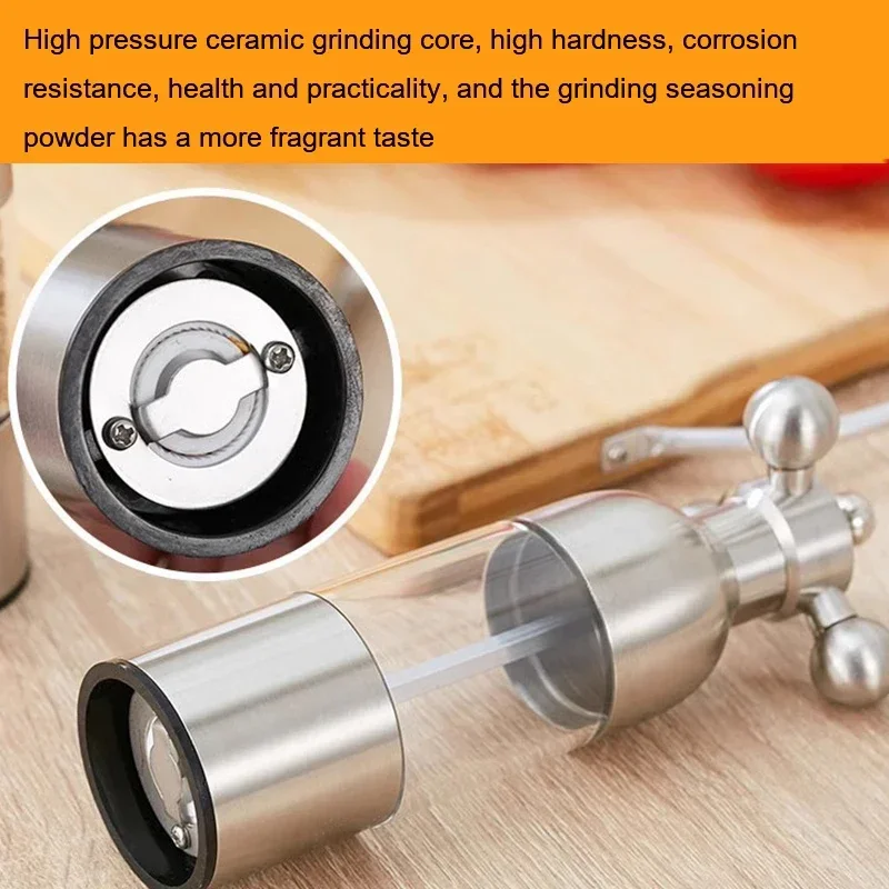 Manual Pepper Grinder Hand Driven Sea Salt Mill Stainless Steel Ceramic Spice Sauce Grinding Bottle BBQ Accessories salt and pepper grinder