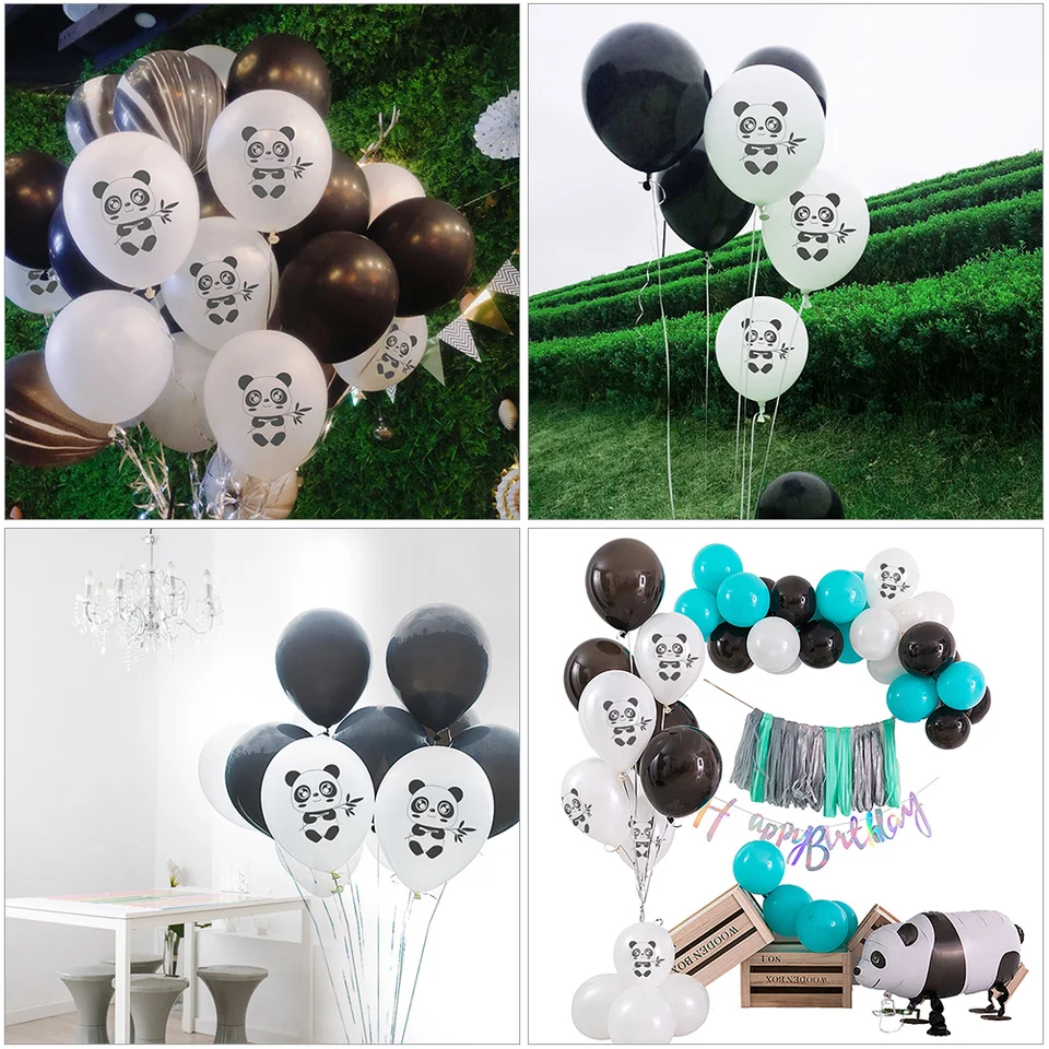 Set Palloncini a Forma di Panda in Lattice 12 Paillettes, 15