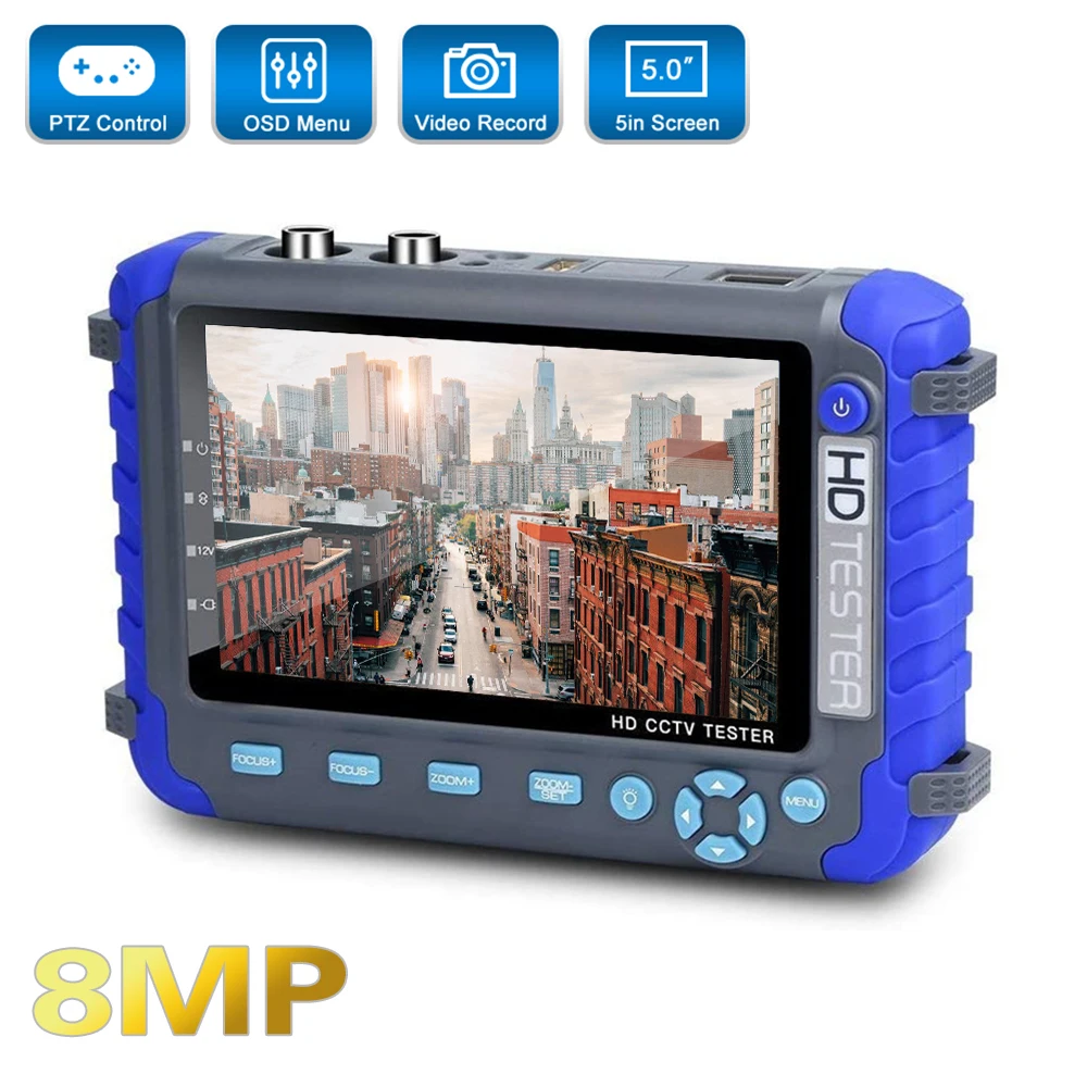 8MP 4K CCTV Security Camera Tester 5 Inch LCD Monitor TVI AHD CVI Analog With HDMI Input Security Camera Tester Video Audio Test new iv8w auto cctv tester 1080p 8mp 4 in 1 tvi ahd cvi analog security camera monitor 5 inch tft lcd vga hdmi input audio test