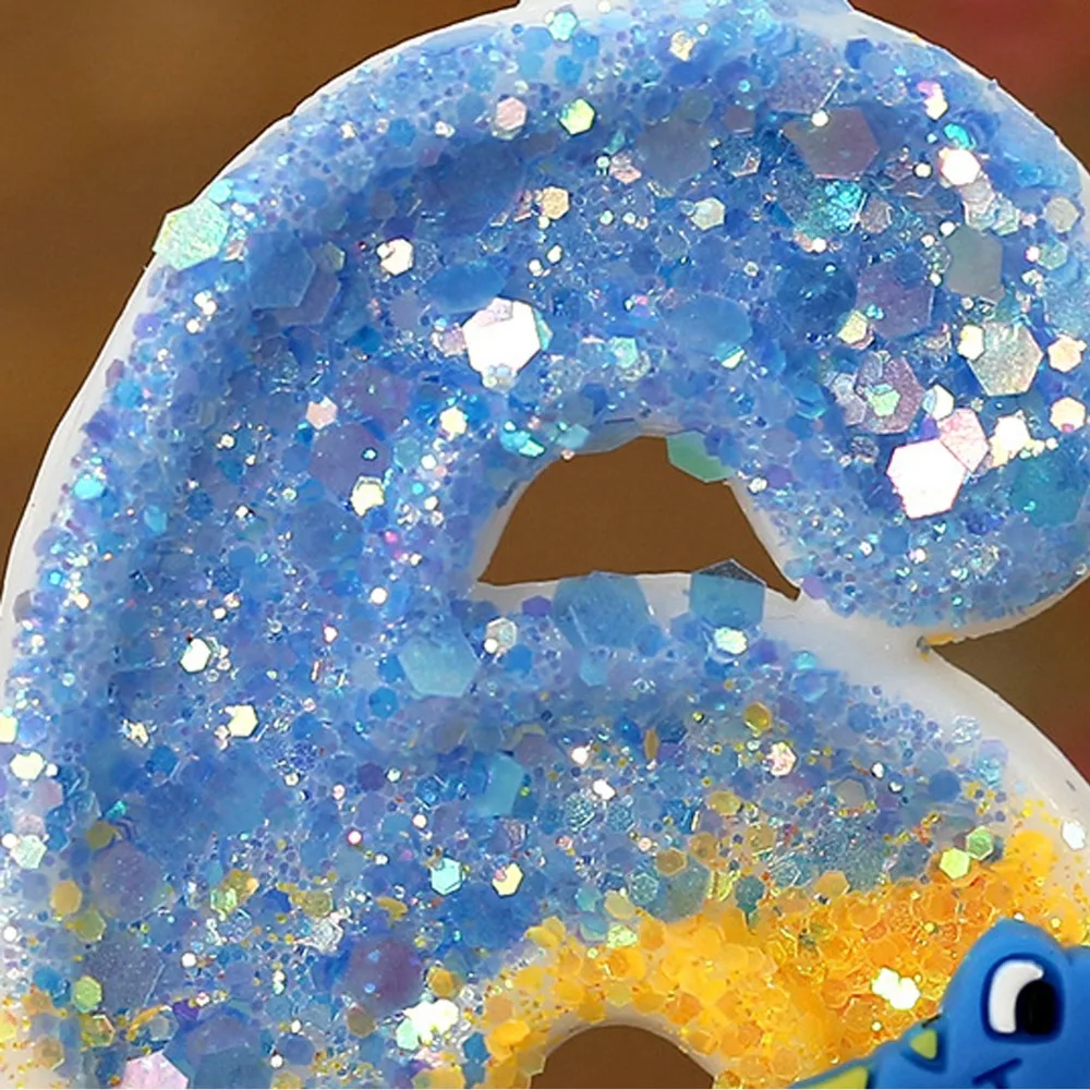 Birthday Number Candles 0-9 Blue Dinosaur Cake Number Candle Decorative Kids Party Candle for Anniversary Party Wedding