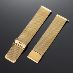 Premium Milanese Stainless Steel Smart Watch Band - Universal Fit Bracelet Accessory - 18mm (Gold)