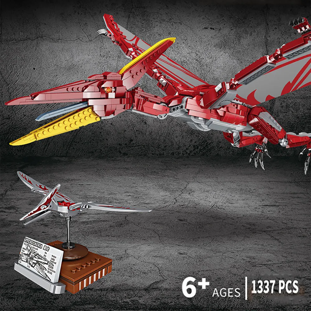 

Creative Dinosaurs Toys Jurassic Park Pterosaura Building Blocks Dino World with Simulated Sound Bricks Gifts for Children Kids