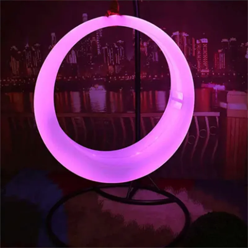 Outdoor Furniture Lighting Luminous Swings Moon Shape Outdoor Hanging Hammocks Rocking Chairs Activities Wedding Decor
