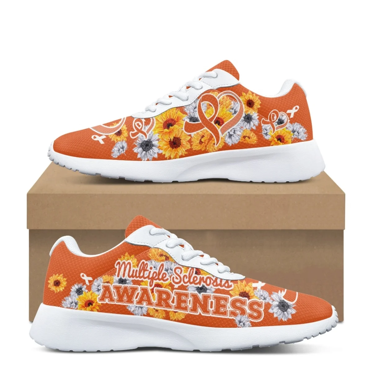 Awareness Sunflower Ribbon Women's Fashion Soft Sneaker Wear-resistant Outdoor Casual Shoes Lightweight Breathable Walking Shoes