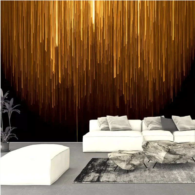 Modern Simple Industrial Decor Mural Dreamy Golden Rotating Lines Black  Background Wallpaper 3D Office Study Room Wall Paper 3D
