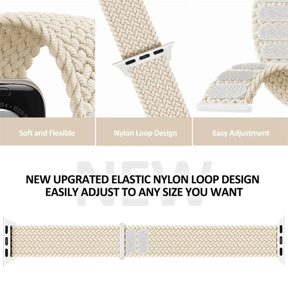 Geflochtenes Solo Loop Armband für Apple Watch Ultra 4 2 3 44mm 40mm 45mm 49mm 46mm Armband Correa iWatch Series SE 8 9 10 11 12 – Detail 3