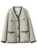 CHIC VEN Women's Woolen Coat Heavy Industry Down Jacket Vintage V-Neck Woman Down Coat Female Tops Autumn Winter 2024 5