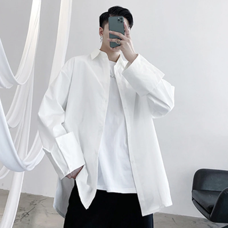 Camisa manga larga estilo Retro para hombre, ropa informal japonesa, suelta, con Herradura, a la moda|Camisas informales| - AliExpress