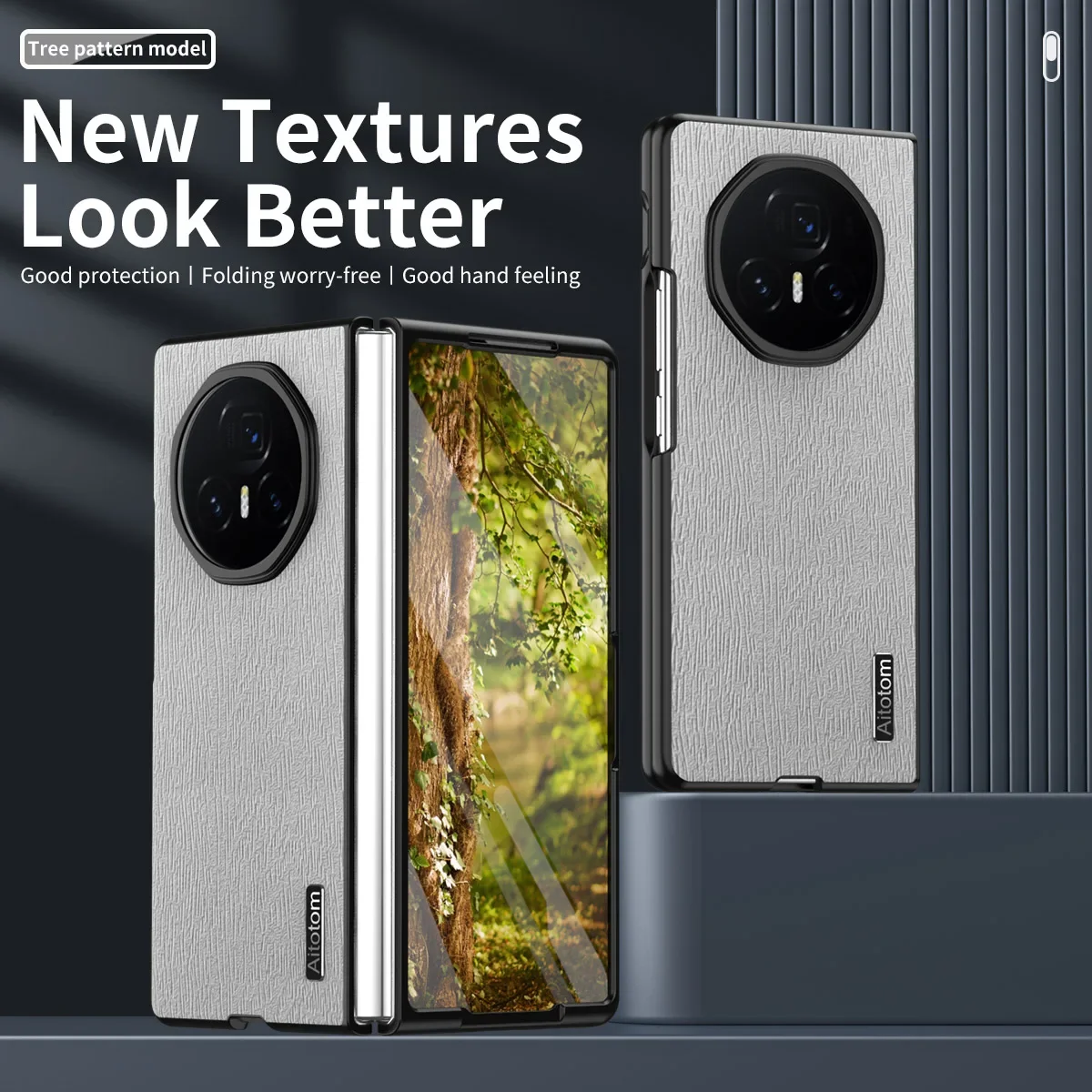 Luxury Tree Pattern Leather Case - Business Series Shockproof Phone Cover with Silicone Frame