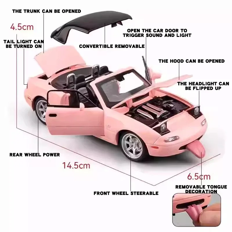 1:32 Mazda MX5 MX-5 RX7 Supercar Metal Alloy Diecast Toy Car Model Collectibles Birthday Gift Sound & Light Children Toy Hobbies 3