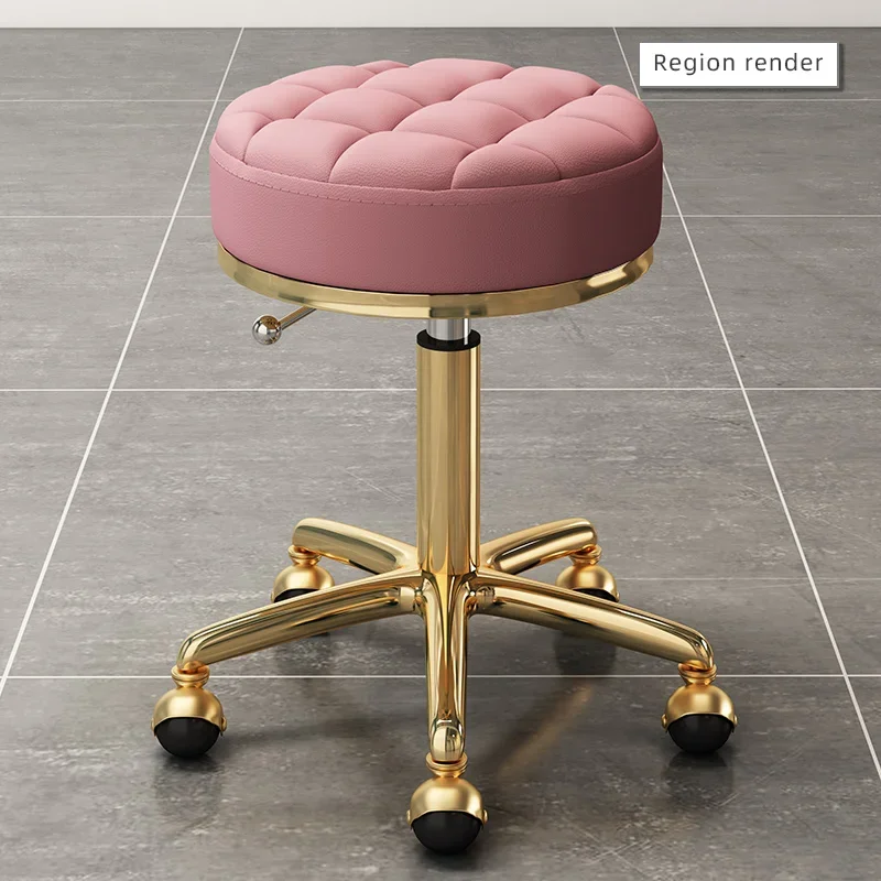Vintage Fashion Swivel Stool Barber Shop Bench Golden Hairdressing Chair Massage Clinic Office Home Seat Cadeira Salon Furniture