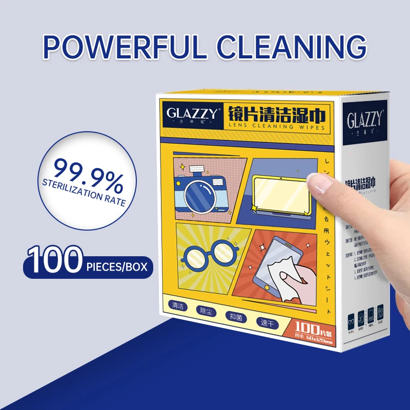 100pcs or10pcs-Count Disposable Glasses Cleaning Wipes, for Glasses, Screens, and Lenses 2