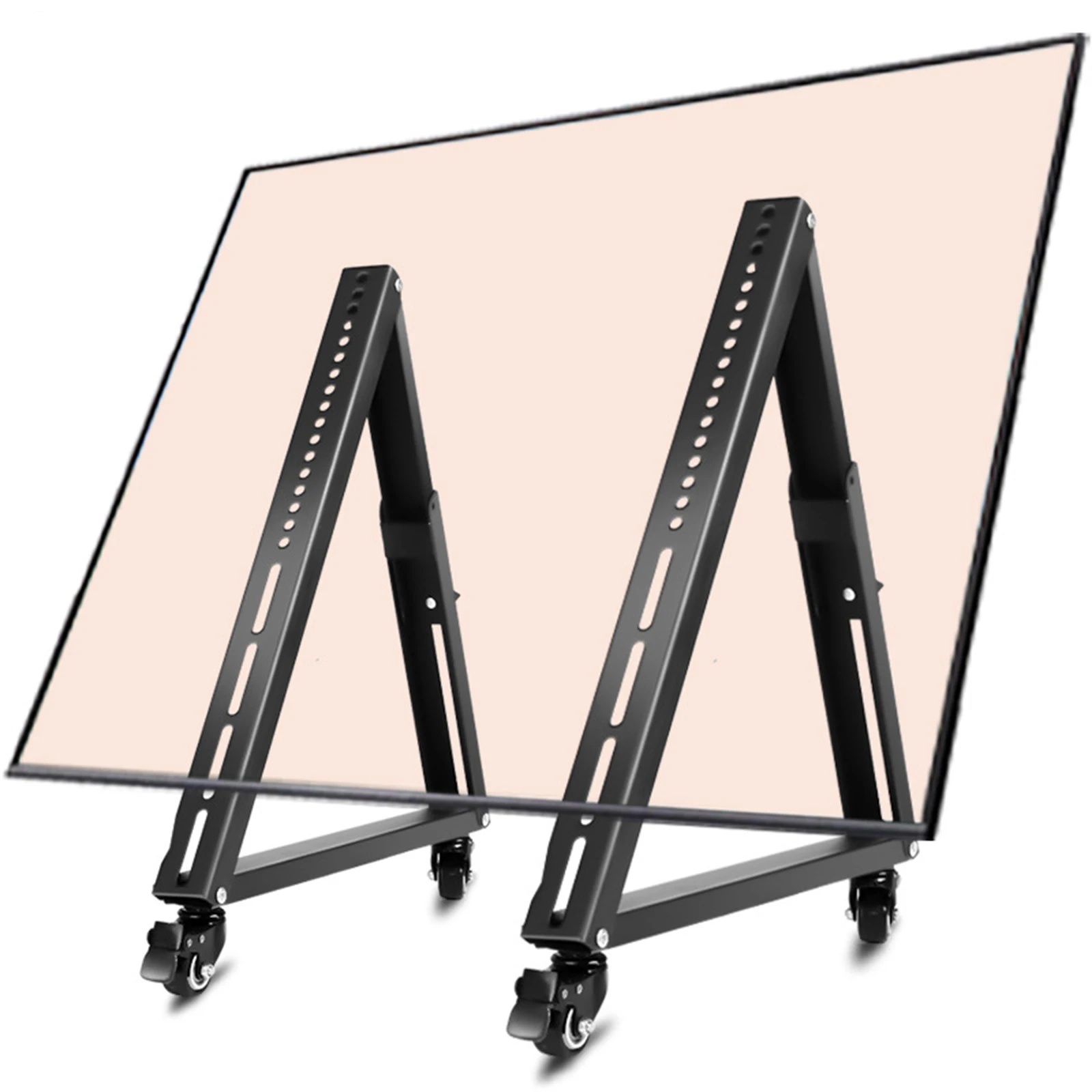 2x Low Height Mobile TV Stand Space Saving Stable Metal Rolling TV Stand with Wheel Monitor Floor Cart for LCD Conferences