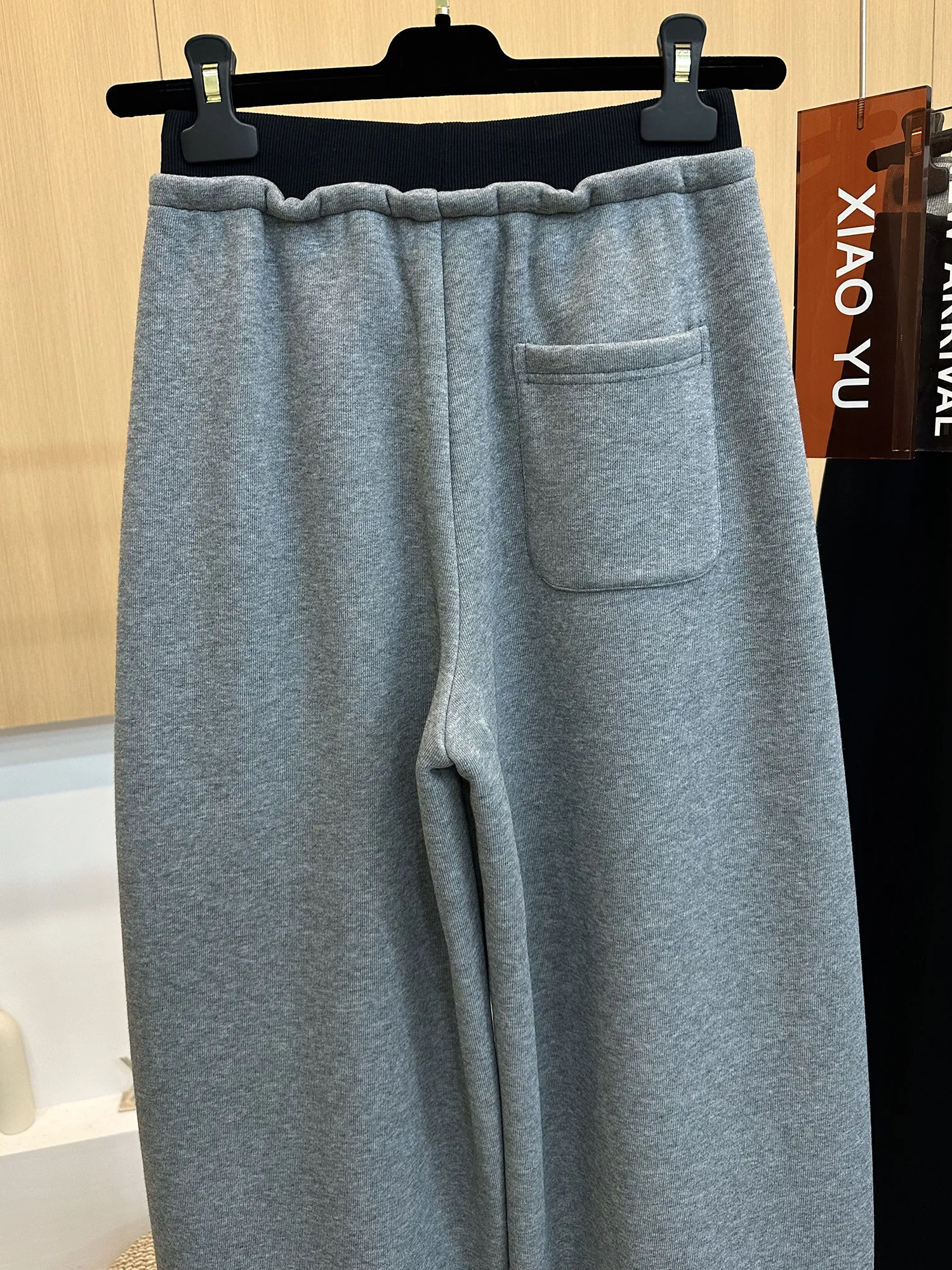 بنطلون نسائي واسع الساق بخصر مرتفع ورباط، تصميم مرقع مع حافة منحنية، مناسب للربيع والخريف، بنطلون رياضي كاجوال