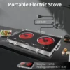 Electric Cooktop 110V, Portable Electric Stove with Handle, Knob Control Electric Hot Plate, Ceramic Infrared Countertop Burner, 6