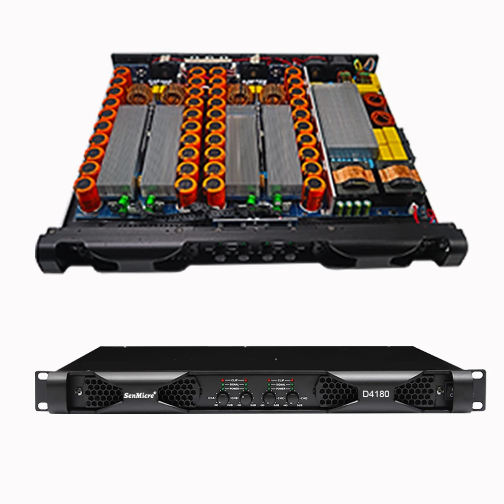 SenMicre DN4180 디지털 파워 앰프 4x1800W 8옴 4채널 사운드 앰프 오디오 서브우퍼 AMP4x3500w 4옴 라인 어레이 스피커