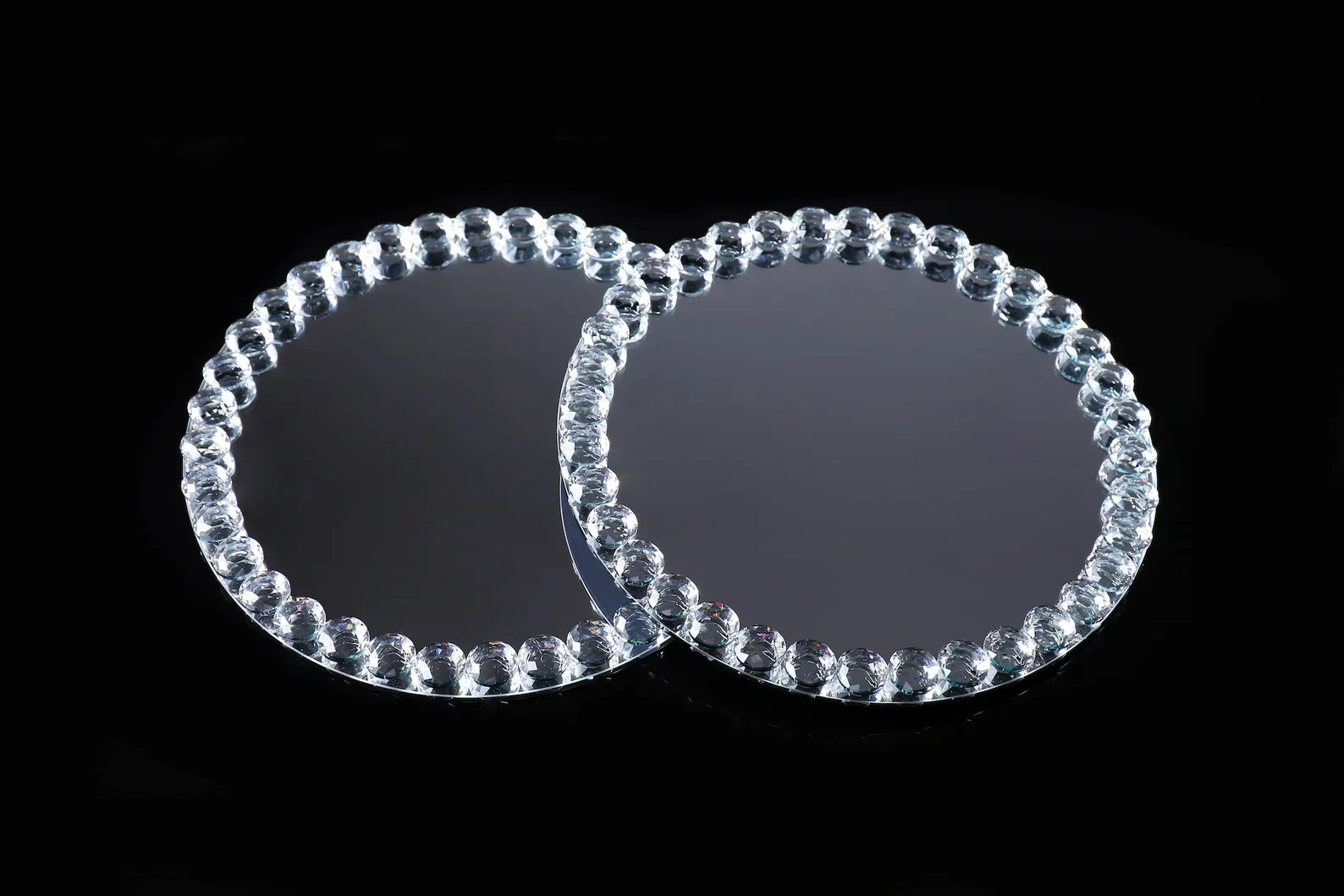 13&Prime; Mirror acrylic Charger Plates with Crystal Rim senyu2862