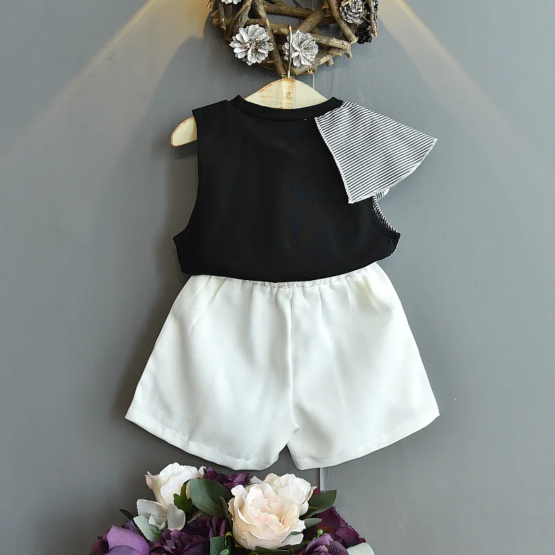 

Summer Baby Girls Clothing Sets 2022 Fashion New Korea Style Patchwork Top+Solid Shorts 2Pcs Outfits Suit Children Clothes 1-6Y