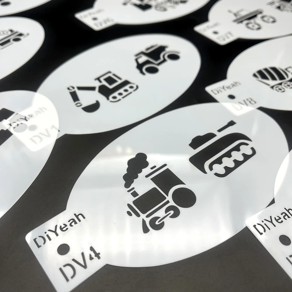 Face Body Paint Stencils Engineering Vehicle Excavator Dump Truck Mixer Truck Fire Tractor Bulldozer Tank Train Helicopter face painting template henna tattoo stencils