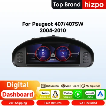 Panel de Instrumentos Digital Hizpo de 10.25 Pulgadas para Peugeot 407 407SW 2004-2010, Pantalla LCD, Cabina Virtual, Android Auto, Sin Radio para Auto 1
