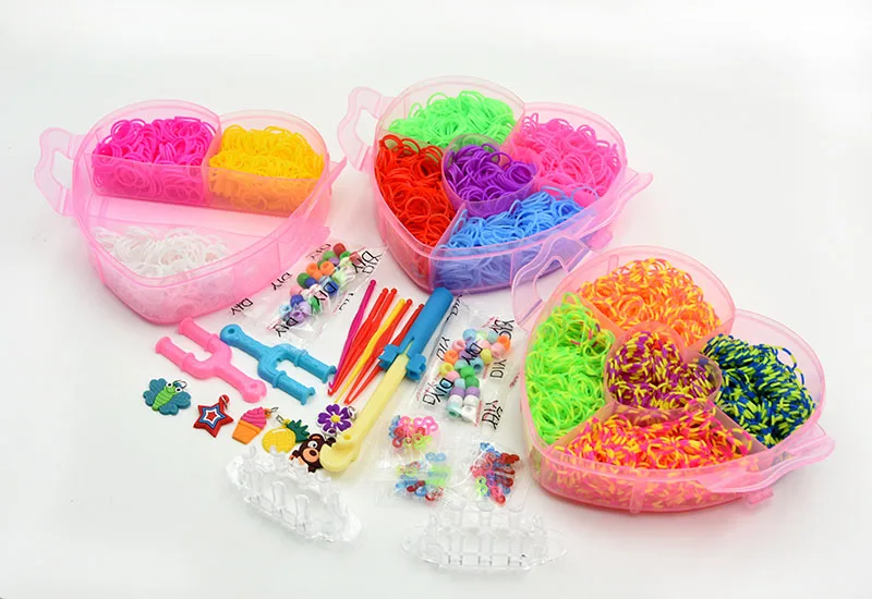 600pc DIY Toys Rubber Loom Bands Set Kid DIY Bracelet Silicone Rubber Bands  Elastic Rainbow Weave Loom Bands Toy for Kids Goods