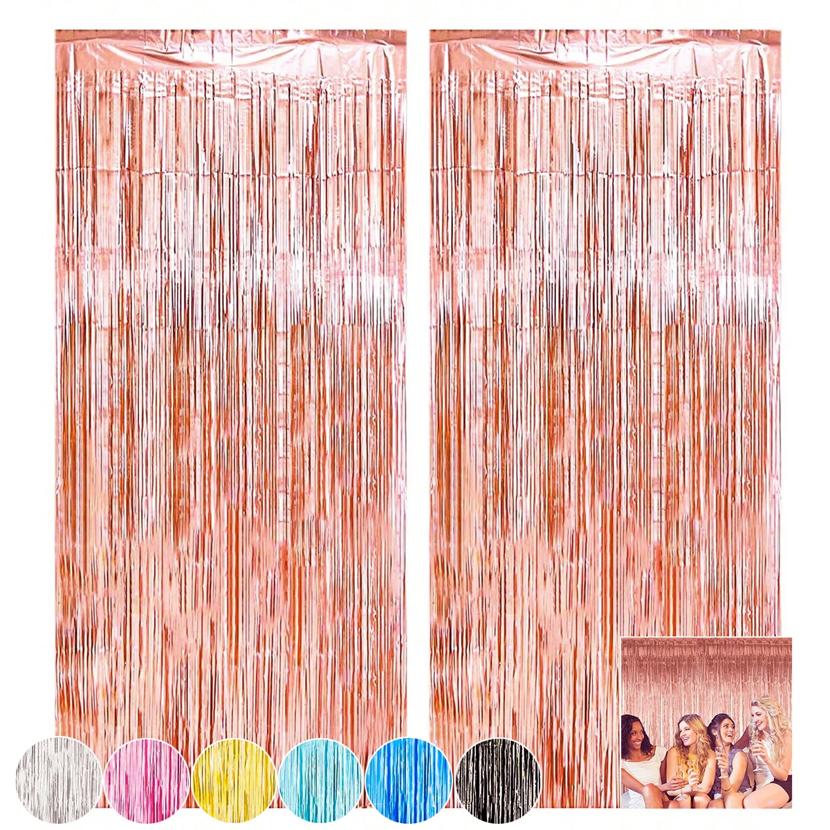Tinsel Curtain 2Pcs 2m Kids Birthday Wedding Bachelorette Party Tassel Background Decorations Bridal Baby Shower New Year