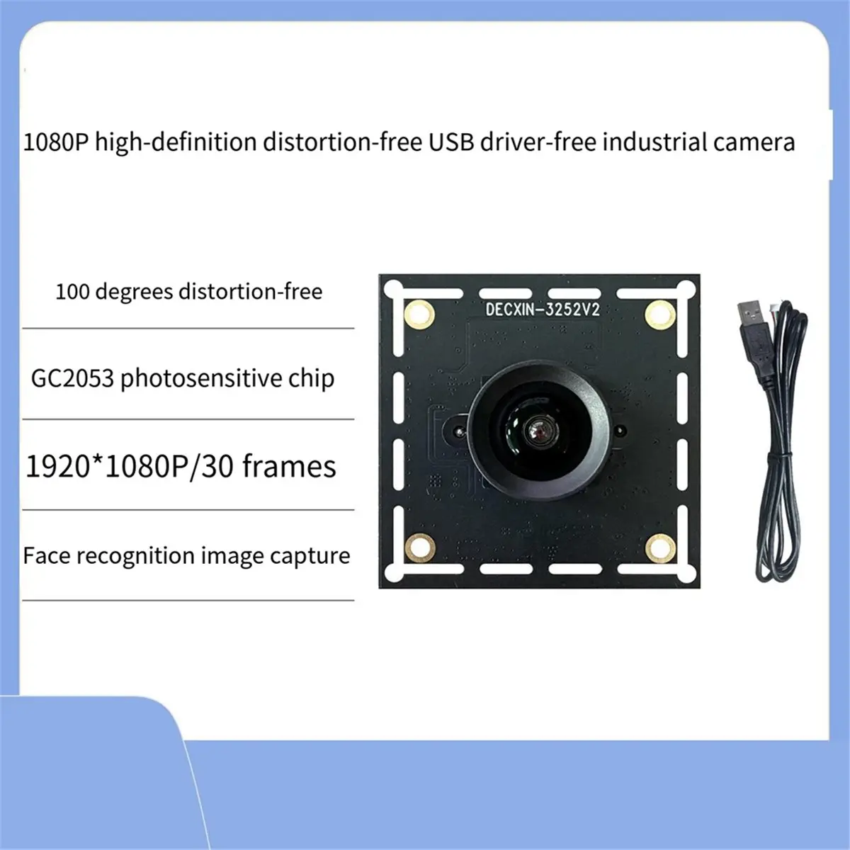 GC2053 2MP 1080P 100도 USB 카메라 모듈 USB 프리 드라이브(2M 케이블 포함) 적합한 자동 점수 매기기 시스템