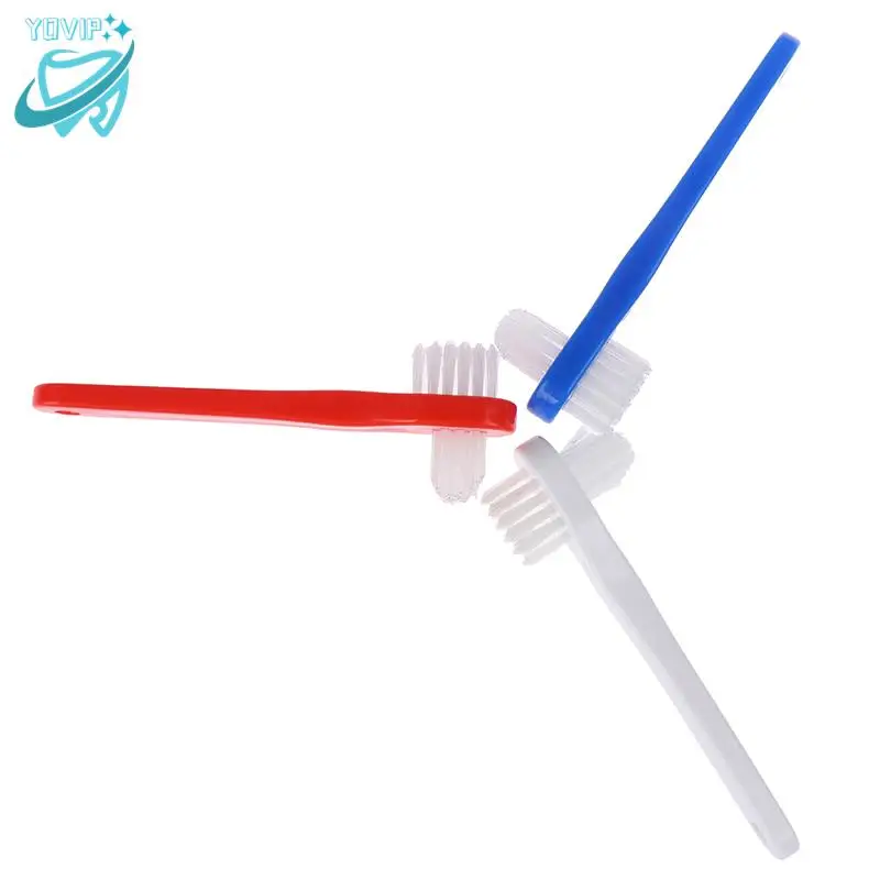 T-shape Denture Dedicated Brush Toothbrush Dual Head False Teeth Brushes Cleaner Adult Student Teeth Whiteing