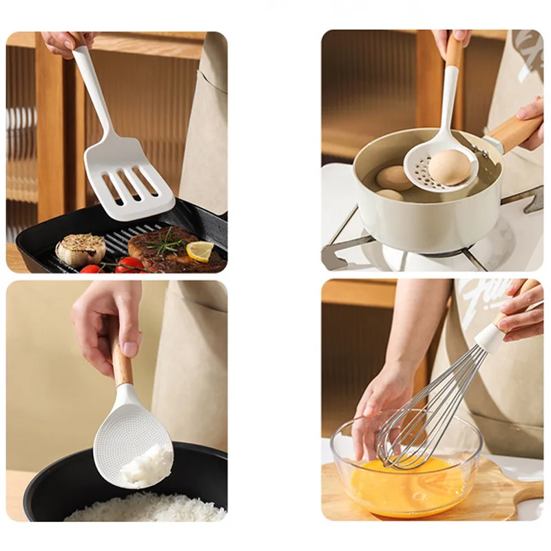 Kitchen Utensils Food Grade Silicone Cookware Set Spatula Soup Spoon