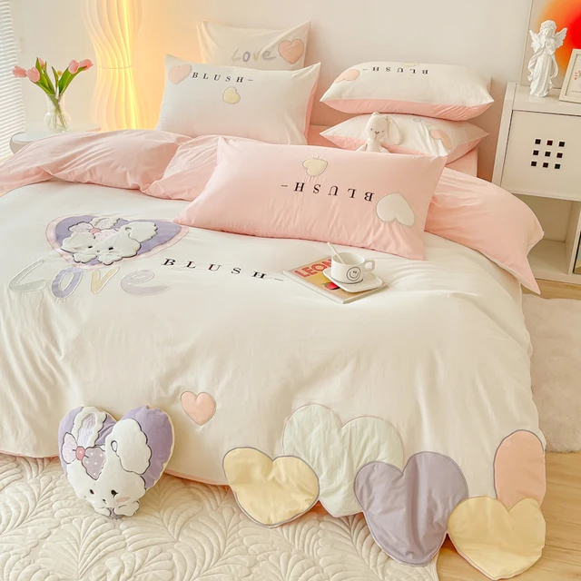 Erosebridal Lençóis de cama Kawaii rosa de desenho animado Capybara, lençol  quadriculado de grade geométrica, conjunto de cama de animais selvagens,  roupa de cama branca margarida para decoração de quarto de crianças (