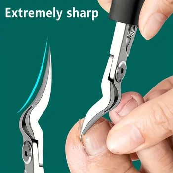 Coupe-ongles professionnel KHTO en acier robuste avec lame dentelée pour ongles épais et incarnés, coupe-ongles durable pour hommes et femmes