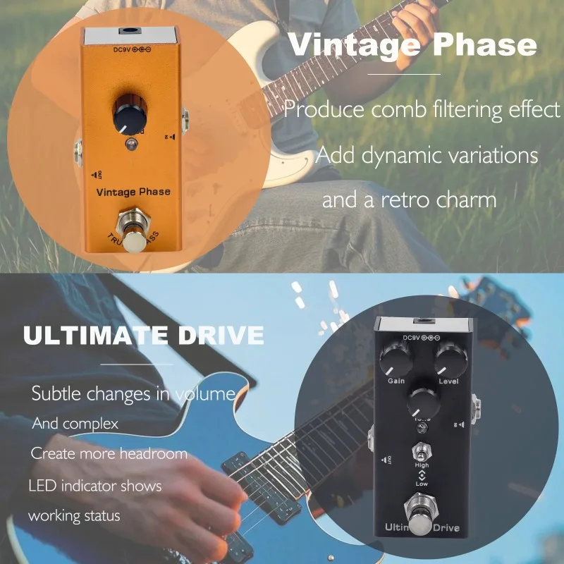 Electric Guitar Pedal Overdrive/ Distortion/Chorus/Delay/Tremolo/Analog Delay True Bypass, Durable Design for Versatile Tones