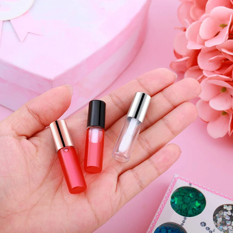1.2ML Empty Rose Golden Lip Gloss Tube Plastic Refillable Bottles Liquid Lipstick Container Lipgloss Sample Bottle 50~10pcs