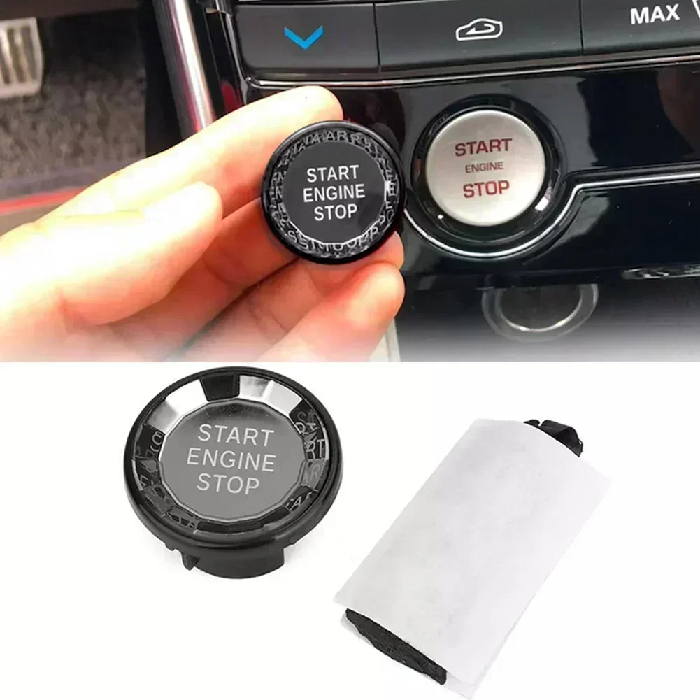 ontto Auto Start Stop Engine Pulsante Interruttore Coperchio Adesivo Adatto per Ford Focus 2015-2018 Kuga 2013-2019 Fibra di Carbonio One Button Interruttore Pulsante Sostituzione Trim Accessori Rosso