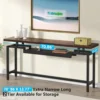 70 inch Sofa Table, Narrow Long Console Table with 2 Tiers, Industiral TV Console Behind Couch Table with Storage for Entryway, 3