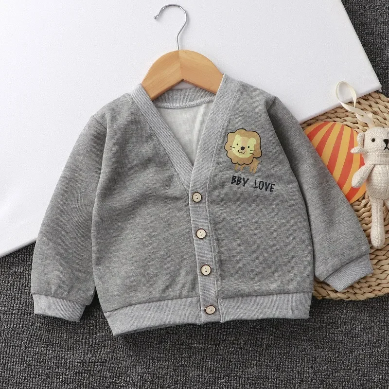 아동용 니트 가디건 재킷, V넥, 얇고 다용도, 남아 및 여아용, 2024 용수철 및 가을