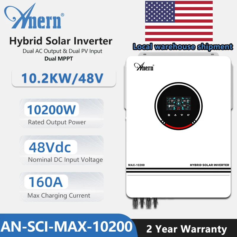 10.2KW 8200W 10200W Off Grid Dual MPPT อินเวอร์เตอร์พลังงานแสงอาทิตย์ HYBRID 160A 230V PURE Sine WAVE DC 48V สําหรับแบตเตอรี่ Charger 1